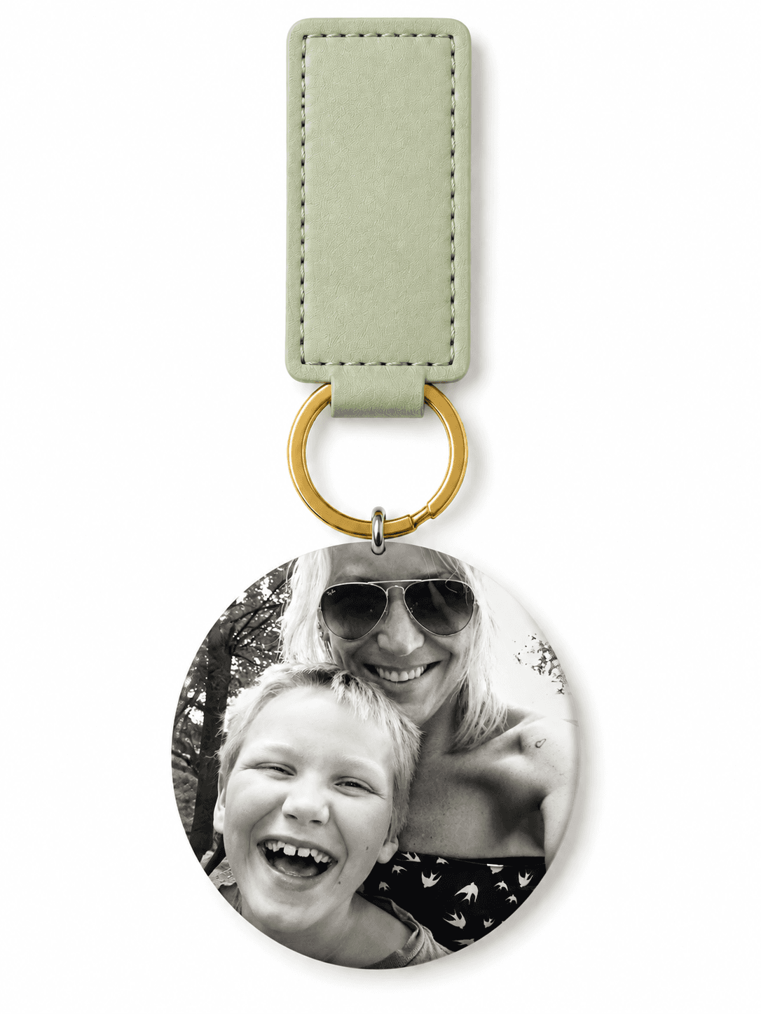 2.25" Round Key Chain, Leather Strap*